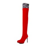 Arden Furtado Spring And autumn Fashion Women's Shoes Pointed Toe Stilettos Heels Zipper Sexy Ethnic Elegant Ladies Boots Pure Color Over The Knee High Boots  Big size 43
