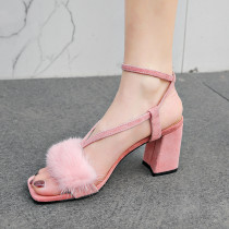 Arden Furtado Summer Fashion Trend Women's Shoes Chunky Heels Sexy Elegant Pure Color Narrow Band Sweet Sandals Buckle Elegant