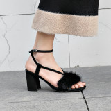 Arden Furtado Summer Fashion Trend Women's Shoes Chunky Heels Sexy Elegant Pure Color Narrow Band Sweet Sandals Buckle Elegant