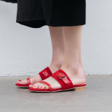 Arden Furtado Summer Fashion Trend Women's Shoes Pure Color Buckle Elegant Slippers flats Narrow Band Concise Classics