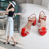 Arden Furtado Summer Fashion Trend Women's Shoes Chunky Heels Buckle  Sexy Elegant Pure Color Sandals