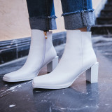 Arden Furtado Fashion Women's Shoes Winter Square Head  Elegant Ladies Boots Concise Mature Block heels Short Boots Pure Color