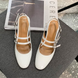 Arden Furtado Summer Fashion Trend Women's Shoes  chunky heels sandals Classics  Sexy Elegant Pure Color Sandals Buckle Leather
