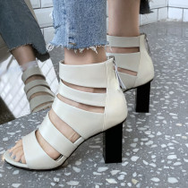 Arden Furtado Summer Fashion Trend Women's Shoes Chunky Heels Zipper Sexy Elegant Pure Color Narrow Band Sandals Big size 40