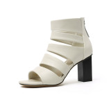 Arden Furtado Summer Fashion Trend Women's Shoes Chunky Heels Zipper Sexy Elegant Pure Color Narrow Band Sandals Big size 40