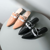 Arden Furtado Summer Fashion Trend Women's Shoes Pointed Toe Stilettos Heels  Sexy Elegant Pure Color Elegant Mules Slippers