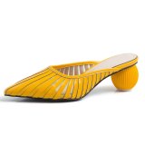 Arden Furtado Summer Fashion Trend Women's Shoes Pointed Toe   Sexy Elegant Pure Color Slippers Mules Leather Mature Classics
