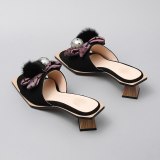 Arden Furtado Summer Fashion Trend Women's Shoes  Chunky Heels Sexy Elegant Pearl Concise Pure Color Concise Slippers Classics