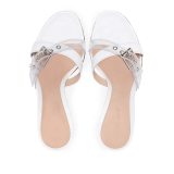 Arden Furtado Summer Fashion Trend Women's Shoes Stilettos Heels Sexy Buckle Elegant Classics Concise Pure Color white Slippers
