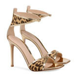 Arden Furtado Summer Fashion Trend Women's Shoes  Sexy Elegant Sandals Buckle Sling Concise Leopard Print Back  Office lady