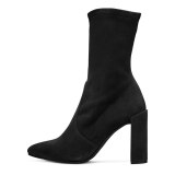 Arden Furtado Fashion Women's Shoes Winter  Pointed Toe Chunky Heels Zipper Pure Color  Short Boots Sexy Elegant Ladies Boots