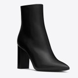 Arden Furtado Fashion Women's Shoes Winter Pointed Toe Zipper Pure Color Chunky Heels Women's Boots Short Boots Leather