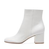 Arden Furtado Fashion Women's Shoes Winter  Chunky Heels Zipper Classics white Sexy Elegant Ladies Boots Pure Color Short Boots