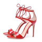 Arden Furtado Summer Fashion Trend Women's Shoes Stilettos Heels Pure Color Mature Sandals Narrow Band Classics Ankle Strap