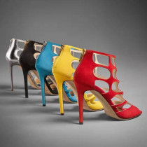 Arden Furtado Summer Fashion Women's Shoes Stilettos Heels Zipper Party Shoes Concise Sexy Elegant red cage Sandals