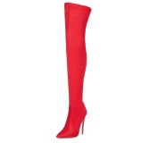 Arden Furtado Fashion Women's Shoes Winter  Pointed Toe Stilettos Heels Elegant Ladies Boots Pure Color Over The Knee High Boots
