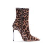 Arden Furtado Fashion Women's Shoes spring autumn Pointed Toe Stilettos Heels Zipper Sexy Elegant Ladies Boots leopard ankle Boots