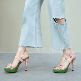 Arden Furtado Summer Fashion Trend Women's Shoes Stilettos Heels  Sexy Elegant Concise Sandals Buckle Waterproof Sweet Leather