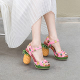 Arden Furtado Summer Fashion Women's Shoes Elegant Buckle strap Elegant Sweet pineapple Sandals