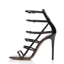 Summer 2019 fashion women's shoes zipper black sexy elegant open toe buckle strap narrow band sandals