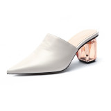Arden Furtado Summer Fashion Trend Women's Shoes Pointed Toe Chunky Heels Pure Color Mules Elegant Slippers crystal heels
