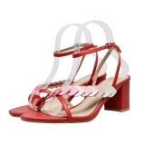 Arden Furtado Summer Fashion Women's Shoes Chunky Heels Narrow Band Sexy Elegant Pure Color Sweet Sandals Leather Comfortable