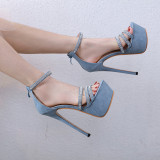 Arden Furtado summer fashion women's shoes open toe stilettos heels sexy elegant crystal rhinestone party shoes cover heels