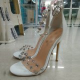 Arden Furtado Summer Fashion Trend Women's Shoes Stilettos Heels Sexy Elegant pure color white  Crystal Rhinestone Sandals