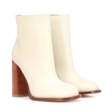 Arden Furtado Fashion Women's Shoes Winter Chunky Heels Elegant Ladies white Boots pure color Slip-on Short ankle Boots