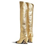 Arden Furtado Fashion Women's Shoes Winter Pointed Toe  Gold Sexy Elegant Ladies Boots Concise Mature pure color Wedges Pearl