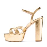 Arden Furtado Summer Fashion Trend Women's Shoes Sandals Buckle Leather Concise gold Classics Waterproof Classics Narrow Band