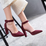 Arden Furtado Summer Fashion Trend Women's Shoes Pointed Toe pure color Buckle Chunky Heels  Sexy Elegant Sandals Party Shoes