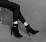 Arden Furtado Fashion Women's Shoes Winter Pointed Toe Stilettos Heels Zipper  Sexy Elegant Ladies Boots Concise pure color