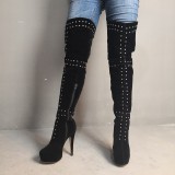 Arden furtado Winter zipper Stilettos heels Fashion Women's boots Thigh high boots rivets boots platform shoes