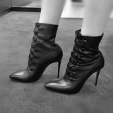 Arden furtado  Pointed toe White Black Stilettos heels Short boots Matin boots size 33 40
