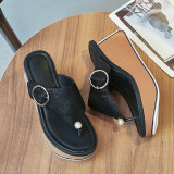 Arden furtado Elegant summer Brown Black consice Waterproof  Wedges Fashion slippers flip-flops
