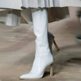Arden Furtado Fashion Women's Shoes Winter Pointed Toe Stilettos Heels Zipper Elegant Concise Knee High Boots Big size 43