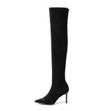 Arden Furtado Fashion Women's Shoes Winter Pointed Toe Stilettos Heels Zipper Over The Knee High Boots Classics Office lady