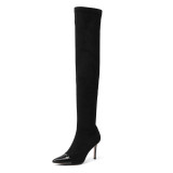 Arden Furtado Fashion Women's Shoes Winter Pointed Toe Stilettos Heels Zipper Over The Knee High Boots Classics Office lady