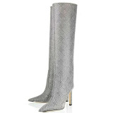 Arden Furtado Fashion Women's Shoes Winter Pointed Toe Stilettos Heels Zipper Sexy Elegant Boots pure color Knee High Boots