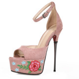 Arden Furtado Summer Fashion  Women's Shoes pure color pink Office lady Waterproof Party Shoes Concise Matte  Flower Classics