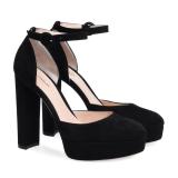 Arden Furtado Summer Fashion Trend Women's Shoes Pointed Toe Chunky Heels  Sexy Elegant pure color Sandals Buckle Party Shoes
