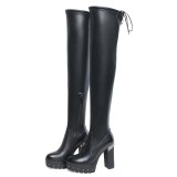 Arden Furtado Fashion Women's Shoes Winter Chunky Heels Zipper Waterproof Elegant Boots pure color Over The Knee High Boots