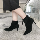 Arden Furtado Fashion Women's Shoes Winter Pointed Toe Stilettos Heels pure color Office lady Front zipper Concise Classics 