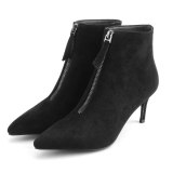 Arden Furtado Fashion Women's Shoes Winter Pointed Toe Stilettos Heels pure color Office lady Front zipper Concise Classics 