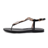 Arden Furtado summer fashion women's shoes flat crystal rhinestone sandals big size 43