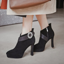 Arden Furtado Fashion Women's Shoes Winter Pointed Toe Stilettos Heels Zipper  Sexy Elegant Ladies Boots Concise Short Boots