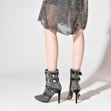 Arden Furtado Fashion Women's Shoes Winter Pointed Toe Stilettos Heels Zipper Sexy Elegant Ladies Boots Buckle Elegant