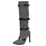 Arden Furtado Fashion Women's Shoes Winter Pointed Toe Stilettos Heels Zipper Sexy Elegant Ladies Boots Buckle Elegant