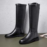 Arden Furtado Fashion Women's Shoes Winter   Elegant Ladies Boots pure color Women's Boots Knee High Boots  Leather Concise